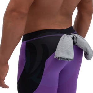 Nueva llegada de tallas grandes para hombre mallas de cintura alta elástica transpirable ecológico secado rápido hasta la rodilla patrón sólido contraste - Product Image 4