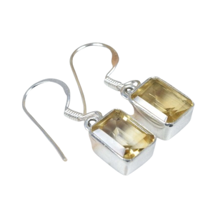 Natural Citrine 925 Sterling Silver Faceted Gemstone <b>Emerald</b> Shape <b>Earring</b> Handmade Jewelry February Birthstone Gift for Her - Product Image 1