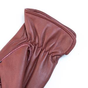 Gants en cuir de mouton longs jusqu'au poignet, doublés de polaire, chauds, pour l'hiver, décontractés, de luxe, faits à la main - Product Image 5