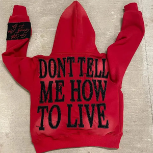 Sudadera con Capucha Roja con Estampado Puff y Parche Bordado en el Brazo, Sudadera de Forro Polar con Estampado Gráfico Atrevido - Product Image 2