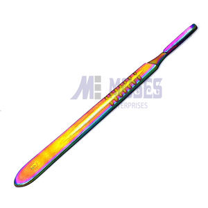 Mango de bisturí multicolor para cirugía de sala médica, acero inoxidable #4, Color arcoíris - Product Image 5