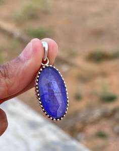 Colgante de Plata de Ley 925 con piedras preciosas de cristal de tanzanita, colgante de forma ovalada de diseño único para regalo, joyería de tanzanita facetada - Product Image 3