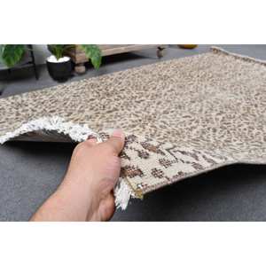 Tapis turc vintage de 4,9x7.9 pieds, tapis en laine tissé plat marron beige avec motif patchwork pour décorations de salon - Product Image 2