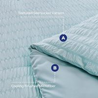 Set Sprei Kasur Twin Queen King Warna Biru Muda Seersucker 7-Piece Semua Musim 100% Katun 300tc