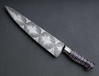 Couteau de chef ambidextre en acier inoxydable de haute qualité, fait main, avec lame de 8 pouces et manche en résine - Couteau de cuisine, idée cadeau pour un anniversaire