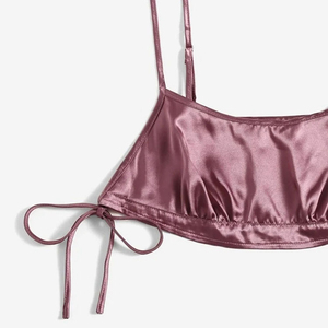 OEM personalizado al por mayor de las mujeres de seda ropa de dormir de satén de seda conjunto de pijamas con logotipo personalizado de las mujeres conjuntos de ropa de dormir - Product Image 3