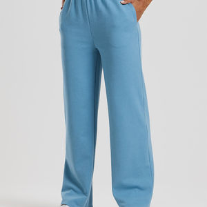 Qualité supérieure Vintage bleu femmes jambe large Joggers éponge polaire taille élastique hiver pantalons de survêtement - Product Image 1