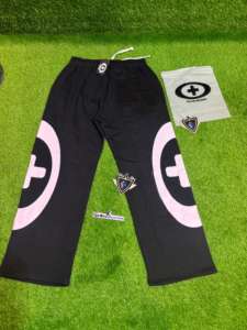 Pantalon en molleton de coton 100% pour hommes, jambe large, taille haute, rivets formels, fermeture élastique, hiver 380g - Product Image 4