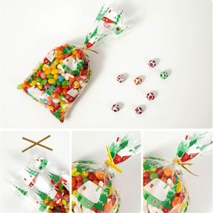 Paquete de 100 Bolsas de Celofán Biodegradables con Cordón para Regalos de Navidad y Bolsas de Regalo para Fiestas - Product Image 1