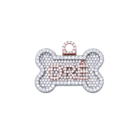 Collection de bijoux personnalisés en argent 925 pour animaux de compagnie, pendentif os de chien hip-hop, plaque nominative personnalisée, pendentif breloque en diamant Moissanite