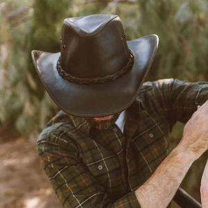 New Style Low MOQ Cowboy <b>Leather</b> <b>Hats</b> Best Selling Custom Color Best Sale Product Cowboy <b>Leather</b> <b>Hats</b> - Product Image 6