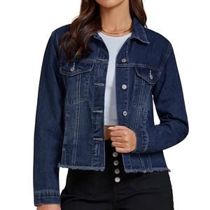 Chaqueta vaquera de manga larga para mujer, chaqueta vaquera de Color sólido para adultos, ropa informal para mujer, chaqueta vaquera de estilo moderno para mujer - Product Image 1