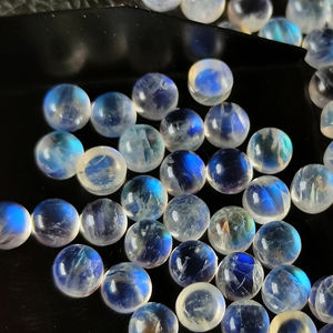 Cabujón de piedra lunar de 4mm, piedra lunar de Fuego Azul, piedra preciosa Lisa suelta, venta al por mayor, piedra lunar india llamativa, gemas facetadas con reverso plano - Product Image 1