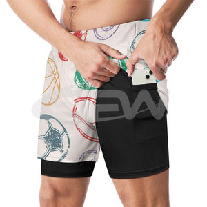 กางเกงขาสั้นเล่นกีฬาแบบ2 in 1สำหรับผู้ชายกางเกงขาสั้นสำหรับออกกำลังกายในยิมน้ำหนักเบาพร้อมผ้ารัดชั้นในและผ้าแห้งเร็ว - Product Image 1