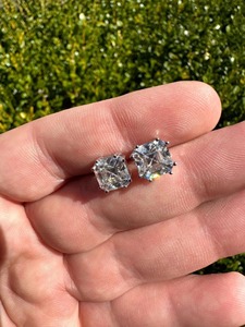 Best Offer Asscher Cut VVS Moissanite Diamond <b>Earrings</b> With Gold Plated 925 Silver Minimalist <b>Studs</b> <b>Fine</b> Jewelry For Women - Product Image 5