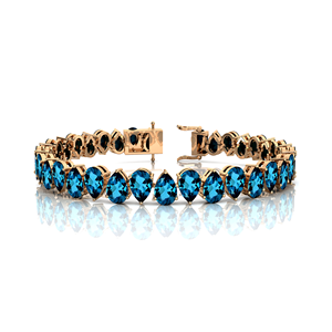 Bracelet tennis en or massif 14K 18K avec topaze bleue de Londres pour homme et femme, bracelet pour mariage, anniversaire, usage quotidien, cadeau de la Saint-Valentin - Product Image 1