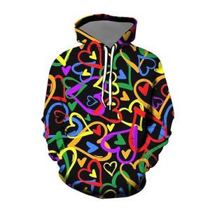 เสื้อแขนยาวมีฮู้ดสำหรับผู้หญิง, เสื้อสวมหัวแขนยาวพิมพ์ลาย3D หัวใจหลากสีสำหรับฤดูหนาวและฤดูใบไม้ร่วง - Product Image 3