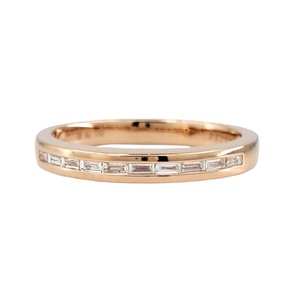 Quick Delivery Jewelry Special Design High End Platinum Pink Gold Natural Diamond Baguette Small Engagement Band Wedding Gift - Product Image 1