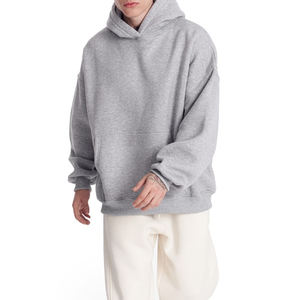 2025 recién llegado Sudadera con capucha poliéster polar manga larga Color sólido Oversize Basics, algodón mezclado pulóver sudaderas con capucha hombres - Product Image 5