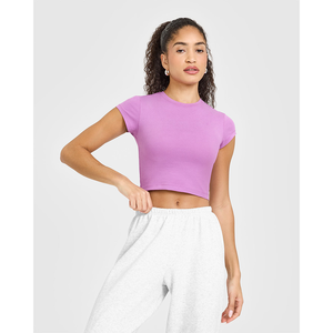 Alta demanda orquídea púrpura 100% algodón Mujer camiseta Casual ligero transpirable elegante diseñador relajado ajuste gimnasio entrenamiento camiseta - Product Image 1