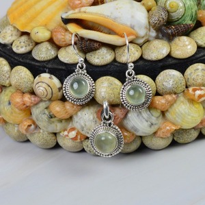 Wholesale Fashion Fine <b>Earrings</b> <b>Peridot</b> Gemstone <b>Earrings</b> 925 Solid Sterling Silver <b>Earrings</b> Pendant Set for Girls Jewelry - Product Image 2