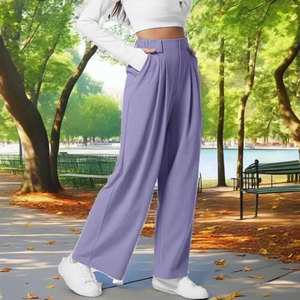 Women Winter Lace Flat Front Mid <b>Waist</b> Regular Fit Straight Leg Sweatpants Lightweight Comfortable Everyday Lounge <b>Trousers</b> - Product Image 4