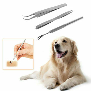 Kit de 3 pièces de dissolvant de tiques pour chien | Poignée antidérapante en acier inoxydable de haute qualité Instruments de toilettage pour animaux de compagnie - Product Image 6