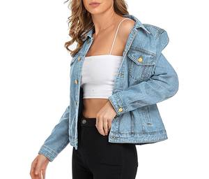 Chaqueta vaquera de manga larga de alta calidad para mujer, chaqueta vaquera cómoda ligera de última moda para mujer con tasa ajustable - Product Image 4