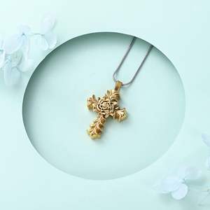 Cremation <b>urn</b> For <b>Ashes</b> Rose Shape Stainless Steel Cross Memorial Cremation <b>Ashes</b> <b>Urn</b> Pendant Necklace Jewelry <b>Urn</b> Custom Size - Product Image 4