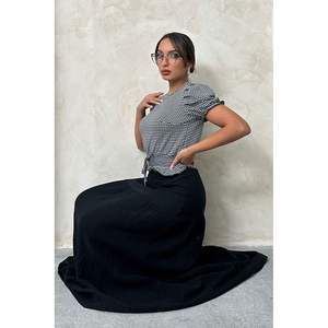 Blusa a Cuadros para Mujer Topshow con Cinturón Negro, Blusas y Camisas al por Mayor - Product Image 5