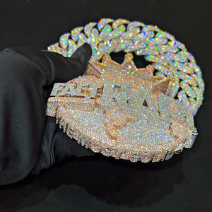 ICEDJEWELZ PT024 925 Sterling alta calidad personalizado Iced Out Silver Hip Hop Moissanite colgante con rodio/chapado en oro - Product Image 5