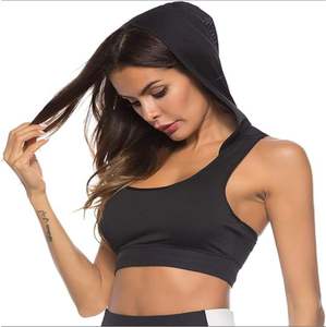 Vente chaude Lady's Plus Size Soutien-gorge de sport élastique absorbant la sueur avec conception à capuche en maille pour le yoga, le fitness et la course à pied - Product Image 1