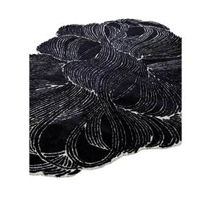 Tapis Infini Bleu Fait Main en Laine et Viscose Tra-15071, à Poils Longs, Motif Diamant Abstrait Rectangulaire, pour Couloir, Maison et Salon - Product Image 2