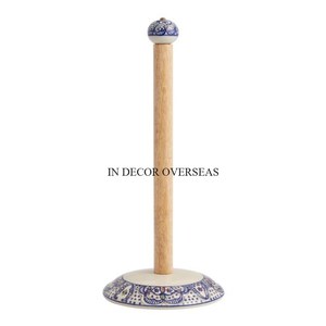 Silver Shiny Polished Hammered Texture Stainless Steel Paper <b>Towel</b> Holder With Black Color Powder Coated Flowers & Buds Design - Product Image 2