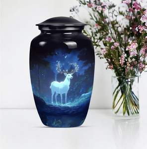 Urna de ciervo en la noche para cenizas humanas, urna grande masculina adulta para cenizas, urna de cremación conmemorativa para papá, funeral de entierro, tamaño personalizado - Product Image 5