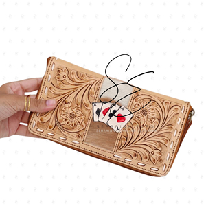 Cartera de Cuero con Diseño de Baraja de Cartas, Estilo Vaquero Occidental para Mujer, Marca New Aces 2026, para Uso Diario, Porta Tarjetas y Efectivo - Product Image 2
