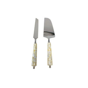 Colección brillante de larga duración, venta al por mayor, cuchillo y servidor de pastel de Bodas de acero inoxidable, acabado plateado con mango de diseño de fregona - Product Image 2