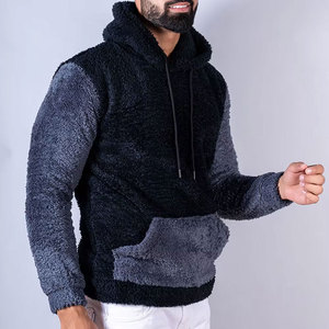 Vente en gros de sweats à capuche en polaire Sherpa pour hommes, confortables, de haute qualité avec fermeture éclair pour l'hiver, technique de teinture unie - Product Image 2