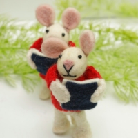 Jouet en peluche en laine en forme de souris - Animal en peluche doux fait main pour enfants de 5 à 7 ans - Décoration de chambre d'enfant populaire et compagnon de jeu