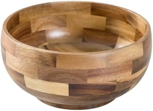 Decorative <b>Wooden</b> Serving Bowl With 2 <b>Server</b> Rustic <b>Wooden</b> Bowl for <b>Salad</b> Fruit Home Kitchen Dining Table Party and Wedding Use - Product Image 2