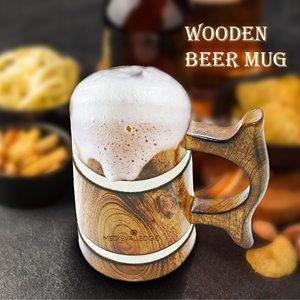 Chope à bière en bois de 500ml de meilleure qualité avec manche en bois confortable Chope écologique pour tout événement Usine indienne directe - Product Image 3