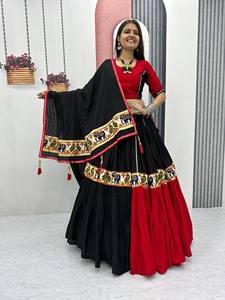Lanzamiento del Nuevo Zain Exports: Tela Moderna para Lehenga Choli Festiva, 100% Algodón, con Trabajo GAMTHI, Reversible, para Diwali/Bodas - Product Image 2