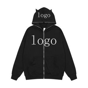 Sweat à capuche zippé oversize pour hommes en coton éponge française sweats à capuche streetwear zippés personnalisés de haute qualité pour hommes - Product Image 4