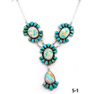 Collier artisanal sud-ouest avec serti clos, mélange de turquoise et technologie d'incrustation en argent sterling - Product Image 2