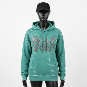 Sudadera con Capucha para Mujer, Algodón Premium, Felpa de Poliéster, Color Verde Azulado, Transferencia de Calor con Pedrería, Logotipo Personalizado, Sudaderas Básicas para Mujer - Product Image 6