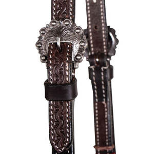 บังเหียนแบบสวมศีรษะหนังม้าหนึ่งใบหูสองข้างเสริมความแข็งแรงทำด้วยมือสไตล์ตะวันตก - Product Image 5