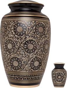 Grande urne funéraire en laiton noir et or faite à la main pour adultes cercueil pour animaux de compagnie de qualité supérieure pour les cendres urne funéraire - Product Image 2