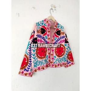 Cotton Suzani Hand Embroidery <b>Jacket</b> for <b>Women</b> Winter Coat <b>Short</b> TNT Bomber Bridesmaid Gift Suzani Embroidery Handmade <b>Jacket</b> - Product Image 5