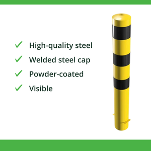 เสาคอนกรีตเหล็กเชื่อมกลางแจ้งป้องกันแรมพร้อมแถบสีเหลืองสีดำ - Product Image 3