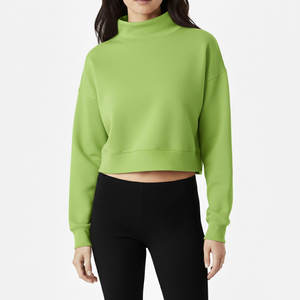 Pull en maille doublé pour femme, personnalisé, écologique, respirant, broderie, col montant, couleur unie, hiver, devant - Product Image 4